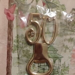 Gold 50th Anniversary Bottle Opener